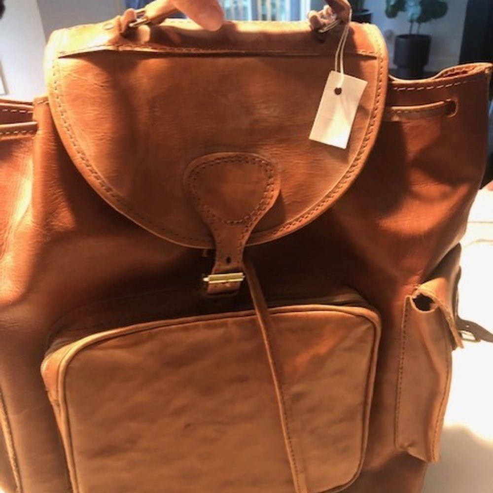 Large leather backpack